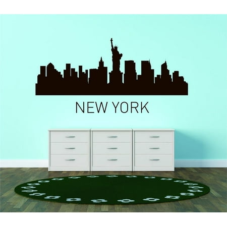 Wall Stickers Of New York City Do It Yourself Wall Decal Sticker New York United States Major City Geographical Map Landmark 35x60 ()