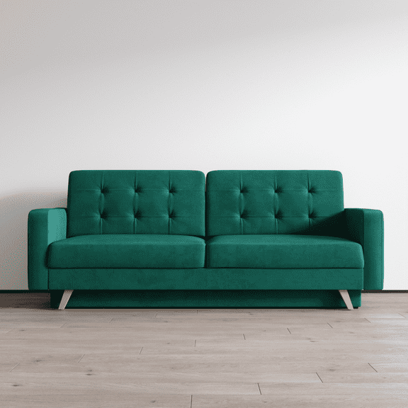 Meble Vegas Futon Sofa Bed, Queen Sleeper with Storage, Dark Green