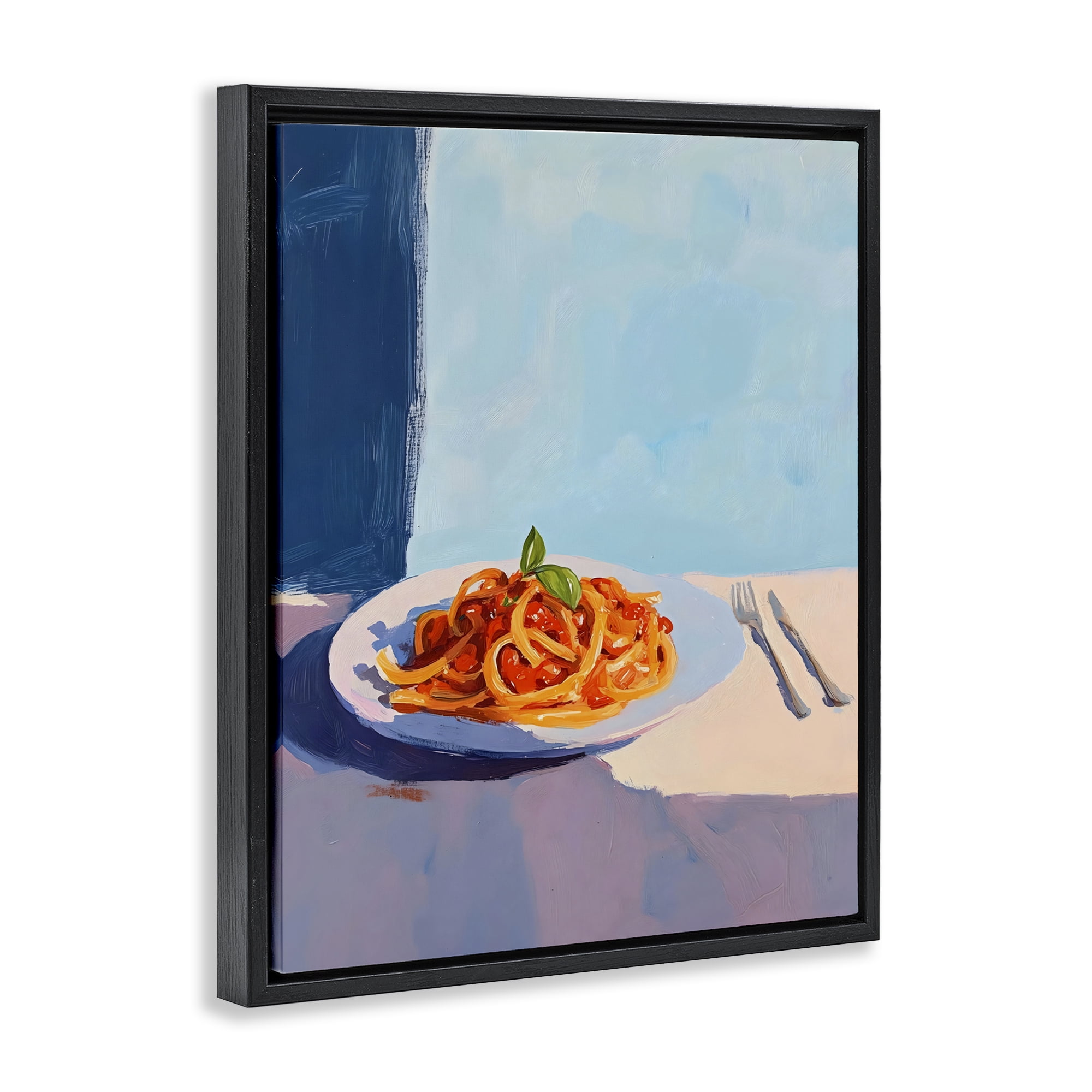 Stupell Industries Italian Spaghetti on Plate Black Framed Floater Canvas Wall Art, design by The Prints Vibe