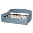 thumbnail image 3 of Baxton Studio Freda Light Blue Velvet and Button Tufted Queen Size Wood Daybed, 3 of 9