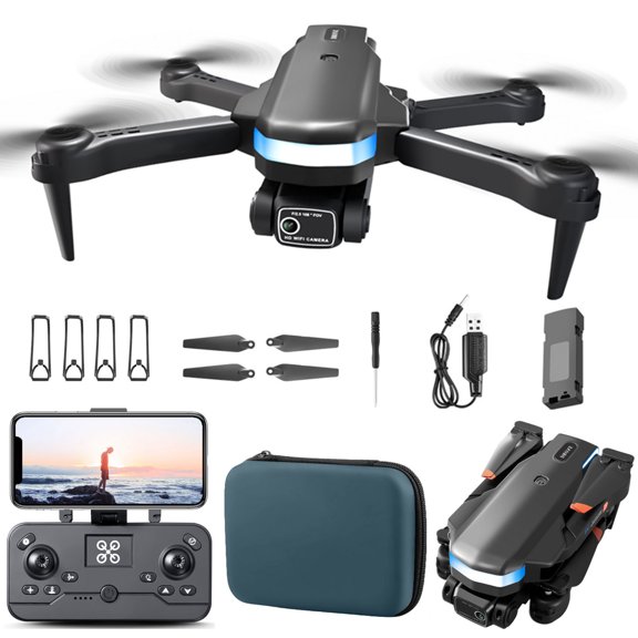 ESULOMP Foldable Drone with Dual 1080P WiFi Camera for Adults and Kids; Gesture Control RC Quadcopter with Batteries