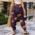 thumbnail image 5 of Women's Pajama Pants Soft Pj Pants Lounge Pajama Bottoms Cartoon Pumpkin Ghost Sleepwear Wide Leg Pants Puls Size Dance Bottoms, 5 of 6