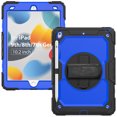 thumbnail image 2 of 3 Layer Case for iPad 10.2 Inch 9th/8th/7th 2021/2020/2019, for Kids Heavy Duty Protective Case with Screen Protector & Stylus Holder & 360 Rotating Stand and Hand/Shoulder Strap Cover, Blue+Black, 2 of 7