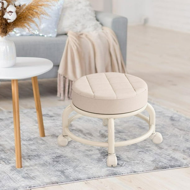 Low Round Roller Seat Stool Movable Mini Stool 360 Degree Rotating
