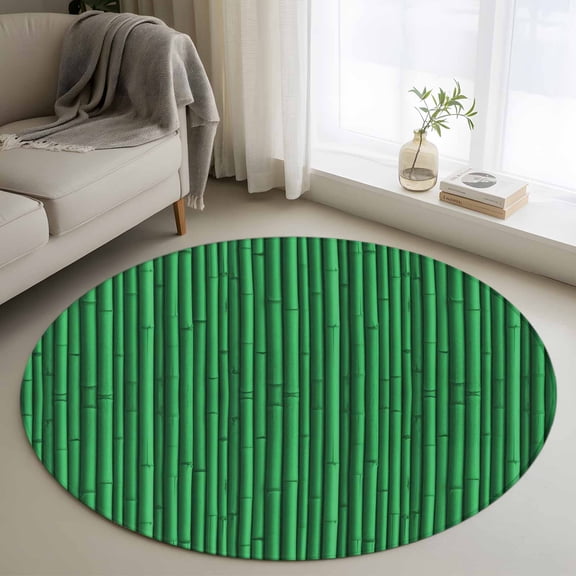 Small Round Rug 3Ft Washable Non-Slip, Retro Green Circle Area Rugs for Living Room Bedroom, Vintage Rustic Plants Trees Lines Pattern Indoor Floor Mats Carpet Runner for Home Decor