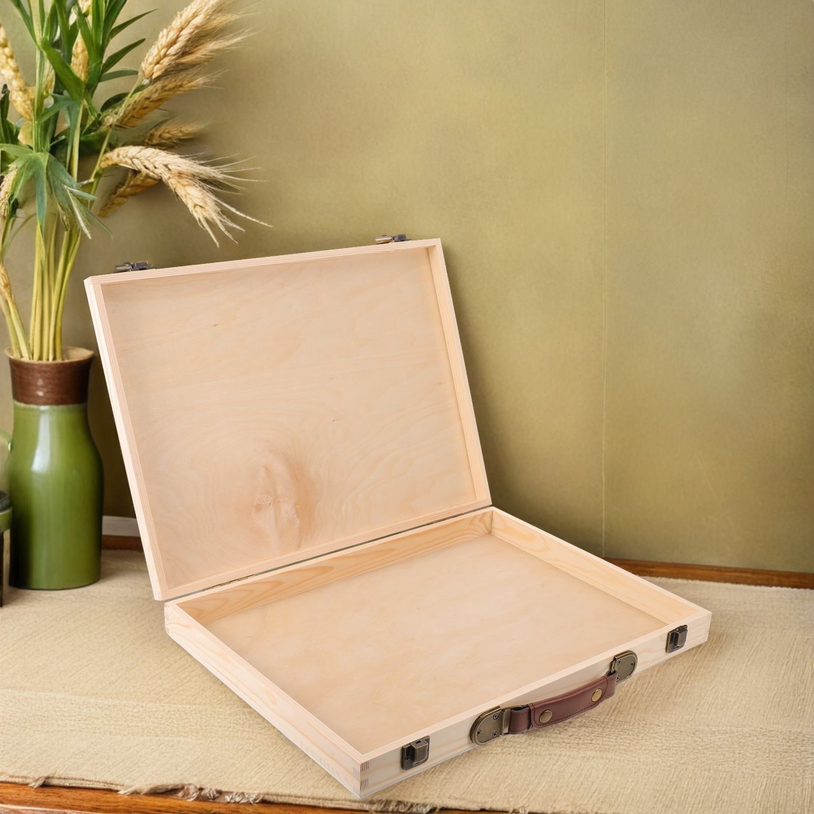LOLIPPYY Beige Wooden Photo Storage Box with Lid for Scrapbooking and Desktop Decorative Use