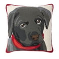 thumbnail image 1 of Indoor/Outdoor Hooked Pillow, Black Lab Pup Pillow 18"x18", 1 of 2