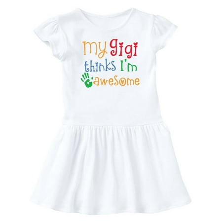 

Inktastic My Gigi Thinks Im Awesome Grandchild Outfit Gift Baby Girl Dress