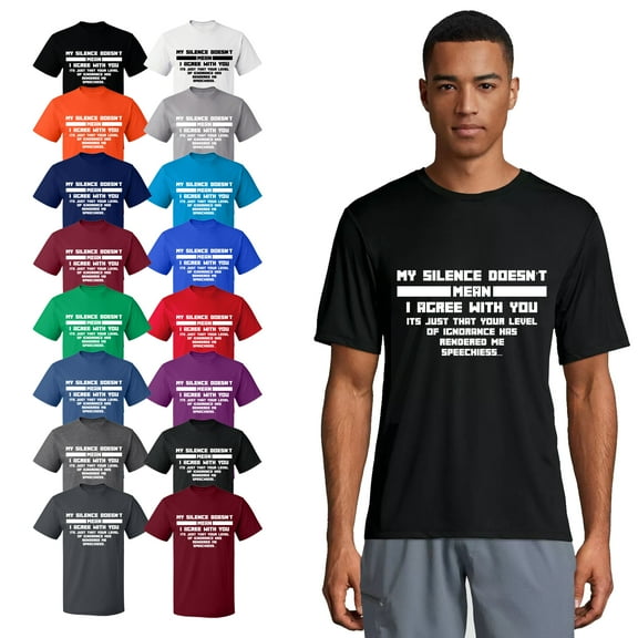 OXI T-Shirt - My Silence Doesn't Mean, Basic Casual T-Shirt for Men's and Women Fleece T-Shirt Short Sleeve - Black Small