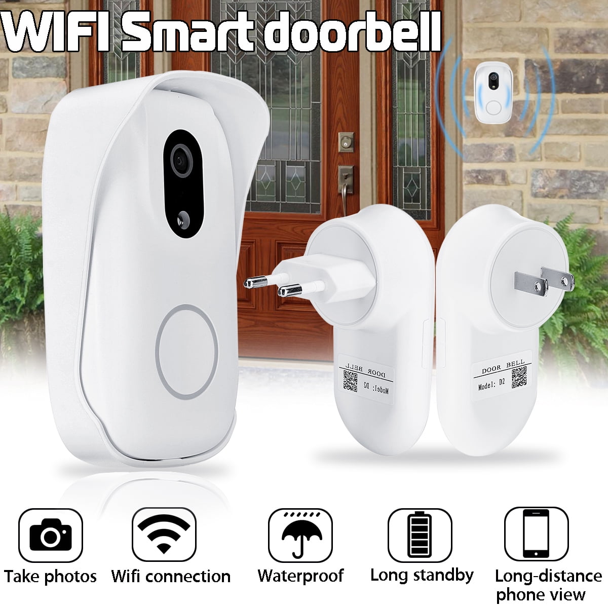 Smart 2.4G RF Wireless Doorbell Wifi Door Bell Camera Kit with Clear