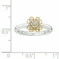 thumbnail image 4 of Diamond Sterling Silver and 14kt Yellow Gold-Plated Flower Ring, 4 of 7