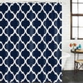 thumbnail image 3 of Navy Blue Morocco Pattern Waterproof Fabric Shower Curtain,White Moroccan Geometric Art Waterproof Fabric Shower Curtain for Bathroom Curtains Bathtubs Shower Curtains with 12 Hooks Small 36x78in, 3 of 8
