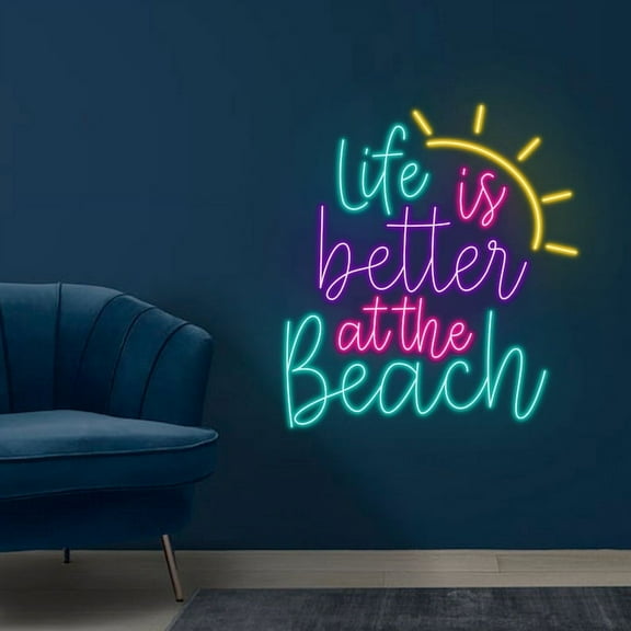 HandmadetneonsignLife Is Better At The Beach Neon Sign, LED Neon Sign,, Home Decor