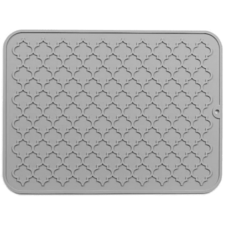 

Silicone Dish Drying Mat Easy Clean Dishwasher Non-Slip Safe Heat Resistant Grey