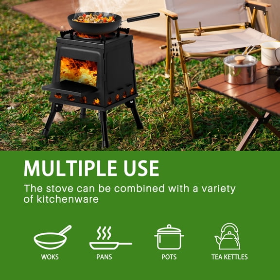 Portable Wood Camping Stove for Outdoor Hiking Picnic BBQ Travel Black Portable Heater for Camping Outdoor Cooking Stove