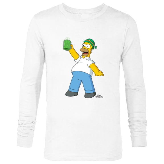 The Simpsons Homer Simpson Green Duff Beer St. Patrick's Day - Long Sleeve T-Shirt for Men - Customized-White