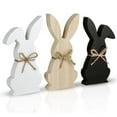 thumbnail image 5 of Farmhouse Spring decor, Easter Home decorations, 3 Set, Rustic Home decor, Black Home decor, Freestanding Bunny Figurines, Seasonal Table Accent, Assorted Sizes, Jute Bow detail, 5 of 6