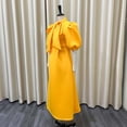 thumbnail image 3 of AURA Plus Size Women Summer Bow High Waist Banquet Dress Elegant Solid Color Lantern Sleeve Midi Dress, 3 of 8