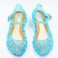 thumbnail image 3 of RWJDXD Girls Sandals On Sale Summer Snow Queen Elsa Hollow Princess Shiny High Heels Shoes Party Girl Beach Breathable Crystal Slippers, 3 of 7
