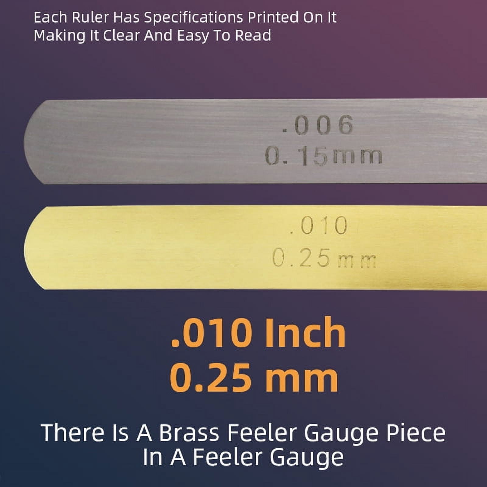 16 Blades Curved Feeler Gauge 0.127 to 0.508mm + 32 Blades Feeler Gauge Stainless Steel Metric 0.04-0.88mm