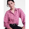 thumbnail image 5 of Scenario Women's Plaid Shirt with Long Puff Sleeves, Sizes XS-XXXL, 5 of 6