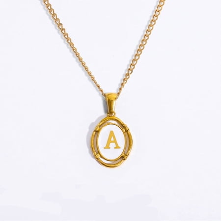 Veshon Gold Initial Necklaces for Women，14K Gold Plated White Enamel Letter Necklace Dainty Gold A-Z Personalized Pendant Necklaces Trendy Charm Monogram Name Necklace Jewelry Gift For Women