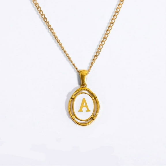 Veshon Gold Initial Necklaces for Women,14K Gold Plated White Enamel Letter Necklace Dainty Gold A-Z Personalized Pendant Necklaces Trendy Charm Monogram Name Necklace Jewelry Gift For Women