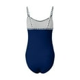 thumbnail image 5 of Huesdet Womens One Piece Swimsuit One Shoulder Tummy Control Bathing Suit Slimming Back Cross Drawstring Swimwear[Blue,L], 5 of 5