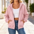 thumbnail image 3 of Ghalytn Women's Oversized Full Zip Drawstring Hooded Fleece Jacket, Rib Cuff Relaxed Waist Hem Pullover with Pocket, 3 of 8