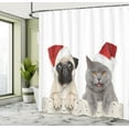 thumbnail image 5 of Ambesonne Pug Shower Curtain, Christmas Themed Dog Photo, 69"Wx84"L, Grey Cream Red, 5 of 5