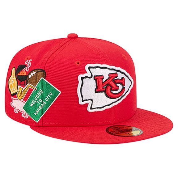 Men's New Era Red Kansas City Chiefs Group Chat 59FIFTY Fitted Hat