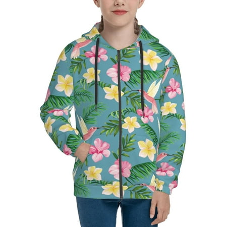 

Hoodies for Teen Girls Boys Pink Yellow Flower Hummingbird Long Sleeve Youth Kids Essentials Zip Up Hoodie Lghtweight Fashion Hoodies & Sweatshirts Jacket Fall Winter Outfits Tops