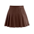 thumbnail image 4 of LWavelet Faux Leather Pleated Mini Skirt Women Stylish Fall Casual Trendy Slim-Fit Bottoms Brown XL, 4 of 5