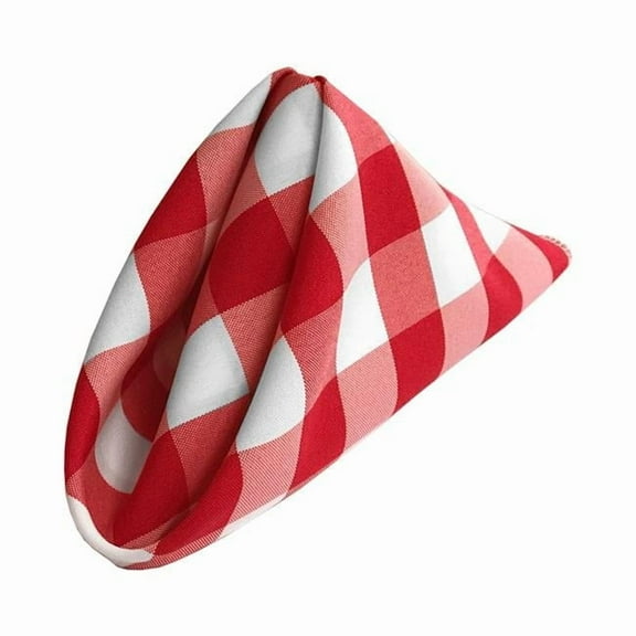 1818check-Pk10-RedK98 Gingham Checkered Napkins - White & Red - 18 x 18 in. - Pack of 10