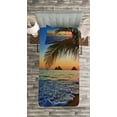 thumbnail image 3 of Ambesonne Hawaiian Quilted Bedspread Set 2 Pcs, Sunrise Lanikai Beach, Twin Size, Brown Blue, 3 of 3