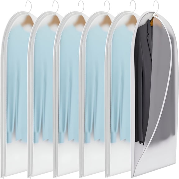 XIBUFE Clear Garment Bags for Hanging Clothes,40In Dress Clothing Suit Coat for Sweater Closet Storage Translucent Garment Dress Hanging Garment Bags Clothes Covers (6 Pack)