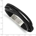 thumbnail image 2 of Primal Steel Stainless Steel Polished Black PU Leather Multi Strand with 0.5 Inch Extension Bracelet, 2 of 7