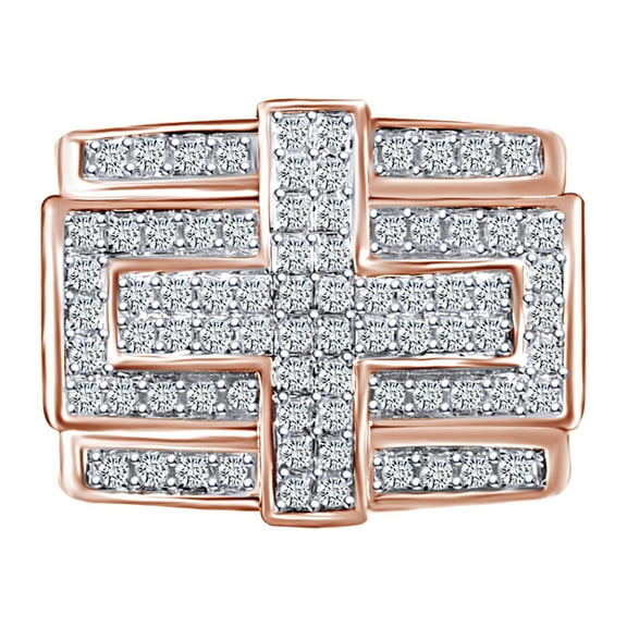 AFFY 1.00 Carat (Ctw) Round White Natural Diamond Men's Engagement Ring 10k Solid Rose Gold Ring Size-9