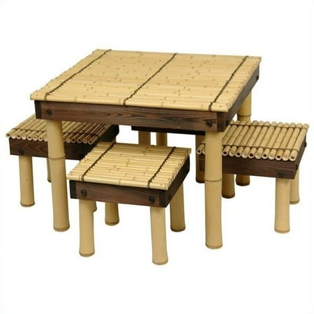 Vintage Bamboo Patio Furniture Oriental Furniture Zen Bamboo 5 Piece Coffee Table Patio Chat Set, decorative item, oriental design, any occasion, any room ()