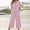 Pink, variant on Linen Capri Set Women 2 Piece Outfits V Notch Short Sleeve Button Down Shirts Summer Flowy Crop Wide Leg Pants Sets, XL
