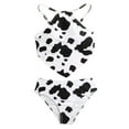 thumbnail image 2 of Xmyrz Toddler Girl Swimsuit Two Piece Crisscross Back Cow Print Bikini With Shorts Summer Bathing Suit Swimsuits Beachwear, 2 of 3