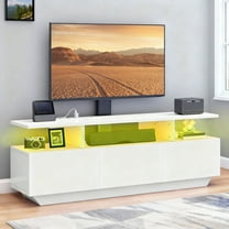 Dextrus TV Stand with Mount, Power Outlets & LED, Entertainment Center for Up to 65" TV for Living Room, White