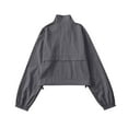 thumbnail image 7 of HTNBO Women's Zipper Jacket Long Sleeve Half High Collar Drawstring Hem Lightweight Sporty Coat, 7 of 7