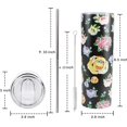 thumbnail image 3 of Flower Print Skinny Tumbler With Lid and Straw - 20 oz Insulated Stainless Steel rose Travel Cup - Double Wall Coffee Mug - Birthday Gifts for Mom, Sister, Friends, Women, 3 of 6