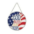 thumbnail image 2 of Bless Our Troops Patriotic Red Round 6 x 6 Glass Decorative Sun Catcher with Suction Cup, 2 of 3