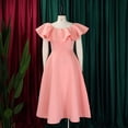 thumbnail image 4 of AURA Plus Size Summer Ruffle Sleeve High Waist Maxi Swing Dress Elegant Banquet Party Dress XL XXXL, 4 of 9