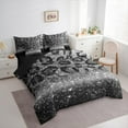 thumbnail image 3 of jejeloiu Leopard Cheetah Pattern 7-Piece Twin Bedding Sets,Dreamy Glitter Print Bedding Comforter Set,Gray Black Sliver Sheet Sets For Boys Girls,Luxury Bedroom Decor Reversible, 3 of 8