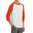 thumbnail image 4 of Mafoose Youth 3/4 Sleeves Colorblock Raglan Baseball Soft Jersey White/ Deep Orange YT200 XS, 4 of 5
