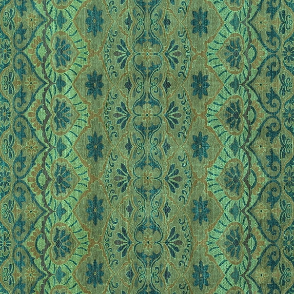 Ahgly Company Machine Washable Indoor Square Abstract Turquoise Blue Modern Area Rugs, 5' Square