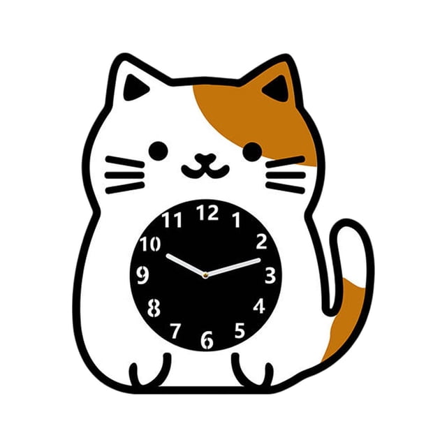 Reloj de pared con diseño de gato, decorativo, colgante, fácil de leer, creativo, estético, árabe. 30 cm